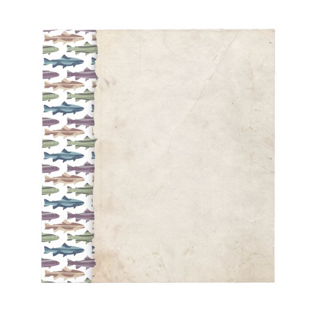 Farbenfrohe Fun Trout Fish Muster Notizblock (Vorderseite)
