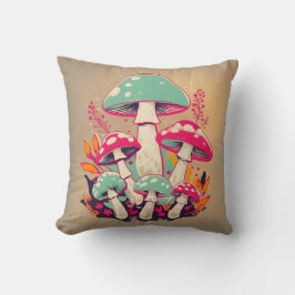 Farbenfrohe Fungi Illustration Pillow Kissen