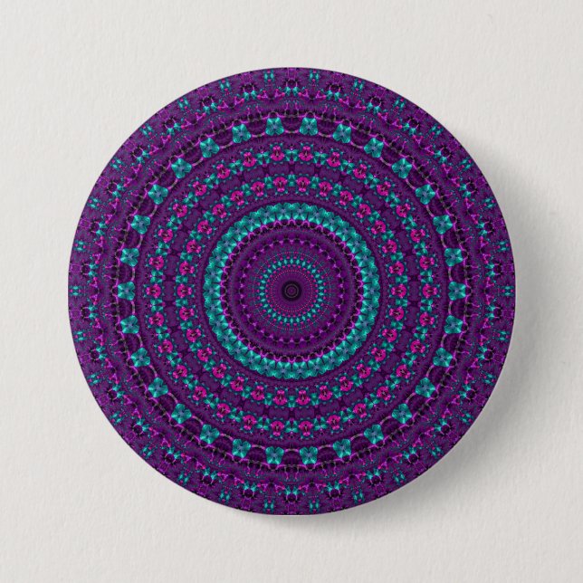 Farbenfrohe Funkelnd Jewel Tone Mandala Button (Vorderseite)
