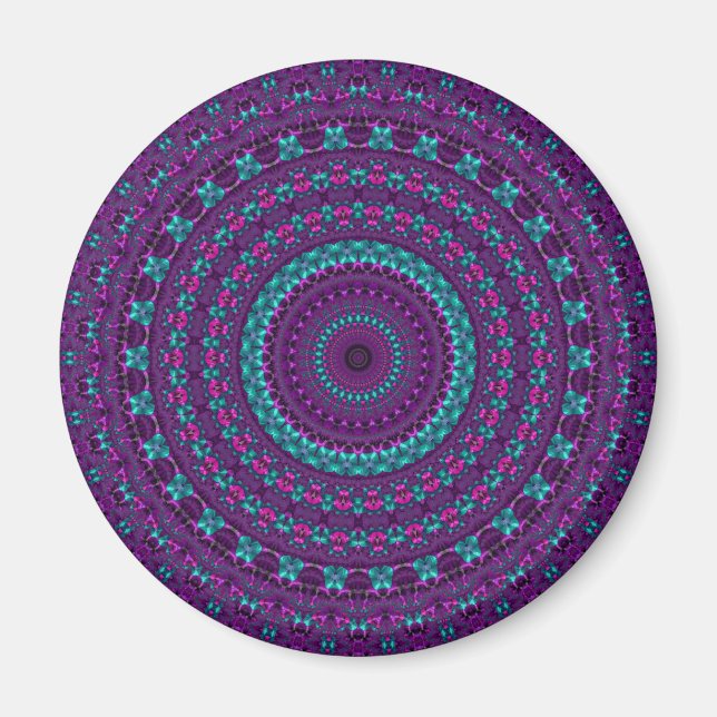 Farbenfrohe Funkelnd Jewel Tone Mandala Magnet (Vorne)