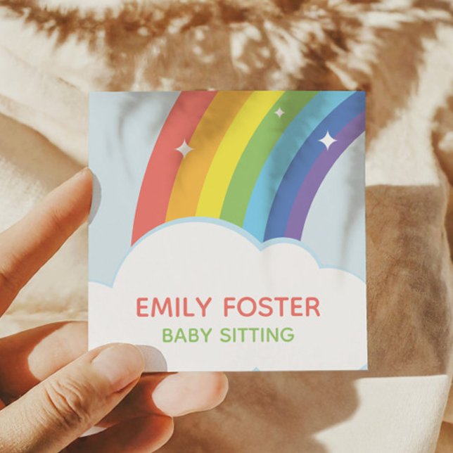 Farbenfrohe Funkelnd Regenbogenwolken kundenspezif Quadratische Visitenkarte (Von Creator hochgeladen)
