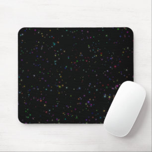 Farbenfrohe funkelnde Sterne im dunkelschwarzen De Mousepad