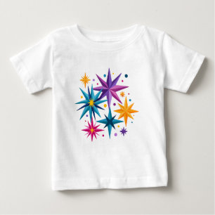Farbenfrohe Funkelsterne – Lustige und helle niedl Baby T-shirt