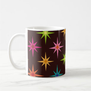 Farbenfrohe Funky Mid Century Atomic Starbursts   Kaffeetasse