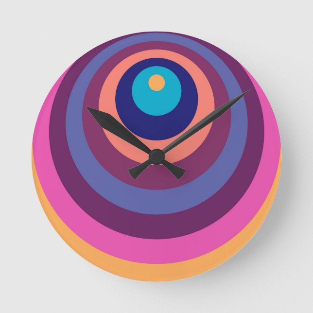 Farbenfrohe Funky Stripes Modernes geometrisches M Runde Wanduhr (Vorderseite)