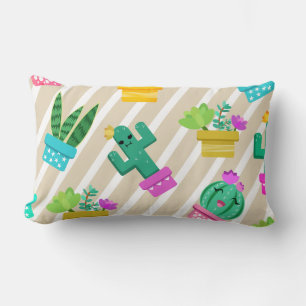 Farbenfrohe Funny Kawaii Cactus & Succulents Lendenkissen
