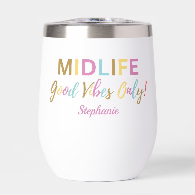 Farbenfrohe Funny Midlife Good Vibes 50. Geburtsta (Vorderseite)