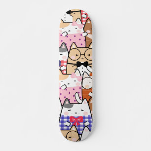 Farbenfrohe Funny Nerdy Cats Kitten Muster Whimsic Skateboard