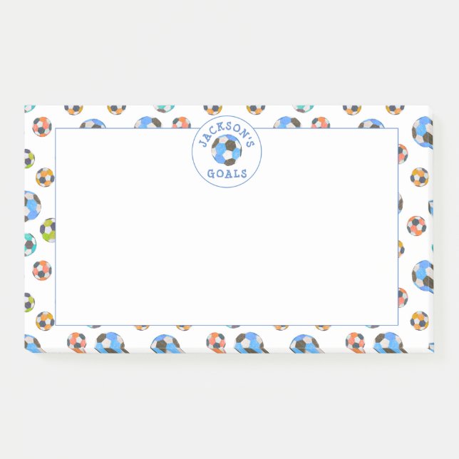 Farbenfrohe Fußball-Balls Kinderziele Hinweise Post-it Klebezettel (Vorderseite)