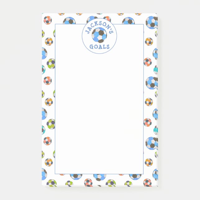 Farbenfrohe Fußball-Balls Kinderziele Hinweise Post-it Klebezettel (Vorderseite)