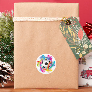 Farbenfrohe Fußball-Sticker Runder Aufkleber