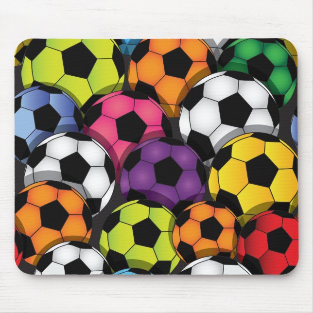 Farbenfrohe Fußballbälle Design Mousepad (Vorne)