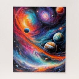 farbenfrohe Galaxie mit Sternen, Planeten und Nebe Puzzle