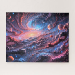 farbenfrohe Galaxie mit Sternen, Planeten und Nebe Puzzle