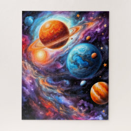 farbenfrohe Galaxie mit Sternen, Planeten und Nebe Puzzle