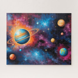 farbenfrohe Galaxie mit Sternen, Planeten und Nebe Puzzle
