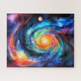 farbenfrohe Galaxie mit Sternen, Planeten und Nebe Puzzle