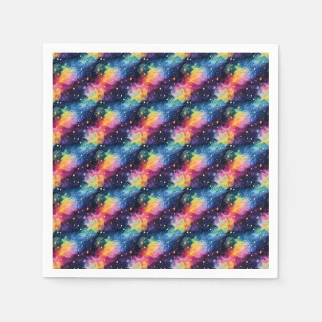 Farbenfrohe Galaxie mit Sternen und Spiralen Serviette (Vorderseite)