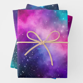 Farbenfrohe Galaxy Art Wrapping Paper Sheets Geschenkpapier Set