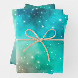 Farbenfrohe Galaxy Art Wrapping Paper Sheets Geschenkpapier Set