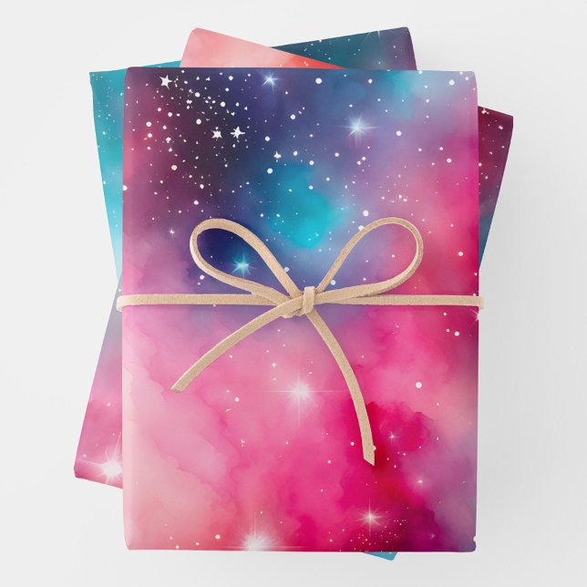Farbenfrohe Galaxy Art Wrapping Paper Sheets Geschenkpapier Set (Von Creator hochgeladen)