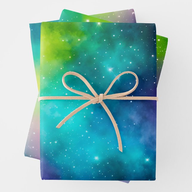 Farbenfrohe Galaxy Art Wrapping Paper Sheets Geschenkpapier Set (Von Creator hochgeladen)