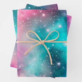 Farbenfrohe Galaxy Art Wrapping Paper Sheets Geschenkpapier Set
