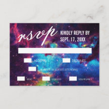 Farbenfrohe Galaxy Wedding RSVP Cards