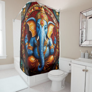 Farbenfrohe Ganesh Duschvorhang Set