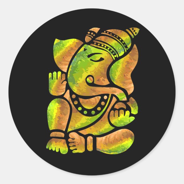 Farbenfrohe Ganesha-Malerei Runder Aufkleber (Vorderseite)