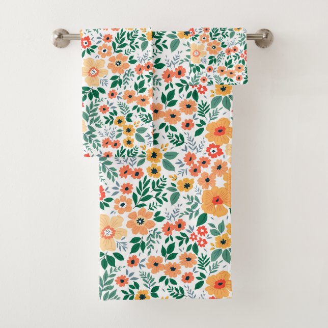 Farbenfrohe Garden Bouquet Muster Badhandtuch Set (Insitu)