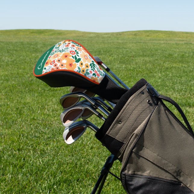 Farbenfrohe Garden Bouquet Muster Golf Headcover (In SItu)