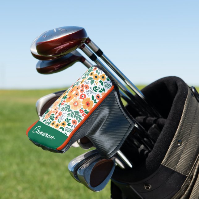 Farbenfrohe Garden Bouquet Muster Golf Headcover (In Situ)