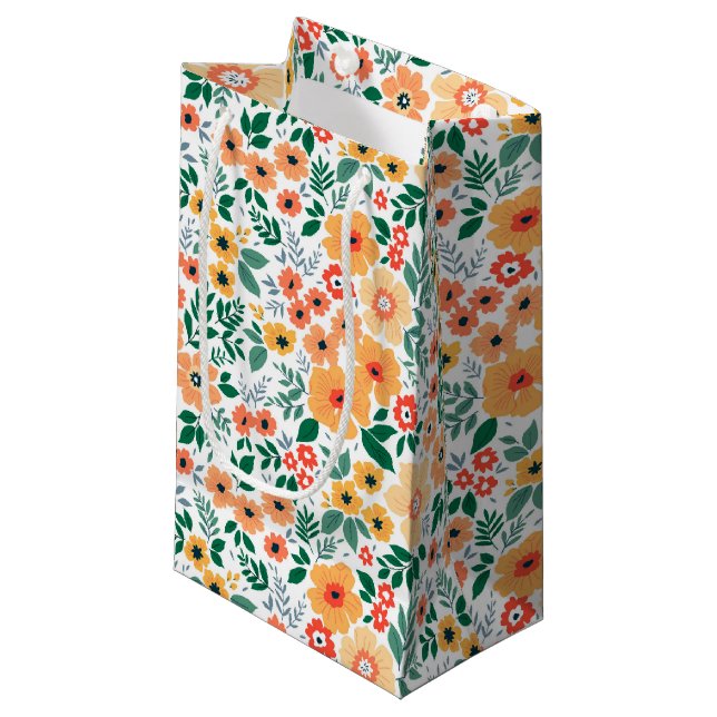 Farbenfrohe Garden Bouquet Muster Kleine Geschenktüte (Vorderseite Schrägansicht)