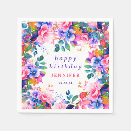 Farbenfrohe Gartenanlage Wasserfarbe Blumenfrass G Serviette