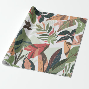 Farbenfrohe Gartenblätter, Vintage Illustration Geschenkpapier
