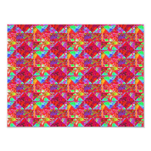 Farbenfrohe Gartenquiltmalerei mit Red Hydrangea Fotodruck (Vorne)