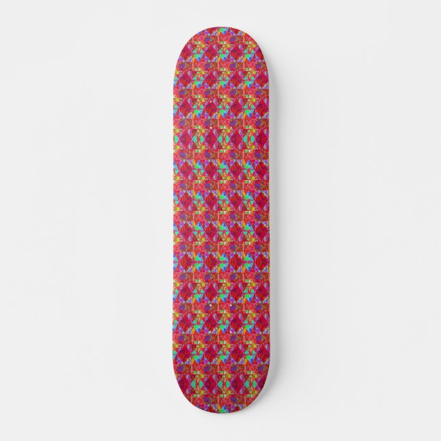 Farbenfrohe Gartenquiltmalerei mit Red Hydrangea Skateboard (Vorne)