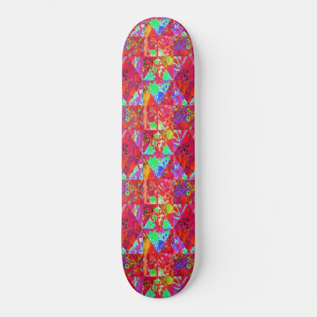 Farbenfrohe Gartenquiltmalerei mit Red Hydrangea Skateboard (Vorderseite)