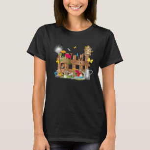 Farbenfrohe Gartenwelt hinter dem Gartenzaun T-Shirt
