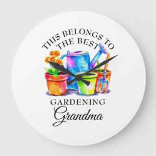 Farbenfrohe Gartenwerkzeuge Oma Große Wanduhr