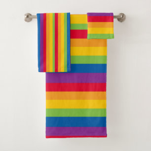 Farbenfrohe Gay Strips Badhandtuch Set