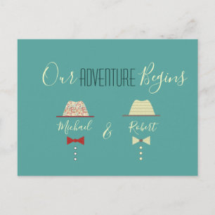 Farbenfrohe Gay Wedding rettet das Datum Ankündigungspostkarte