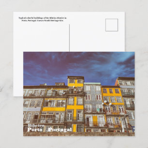 Farbenfrohe Gebäude im Ribeira Bezirk in Porto Postkarte