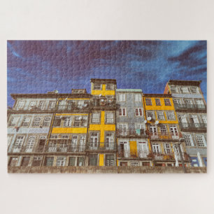 Farbenfrohe Gebäude im Ribeira Bezirk in Porto Puzzle