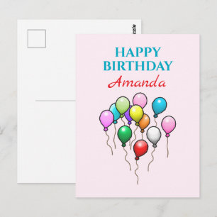 Farbenfrohe Geburtstagsballons Postkarte