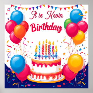 Farbenfrohe Geburtstagsfeier mit Luftballons Poster
