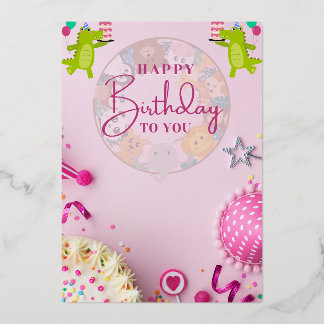 Farbenfrohe Geburtstagskandale von Niedlichen Tier Folieneinladung