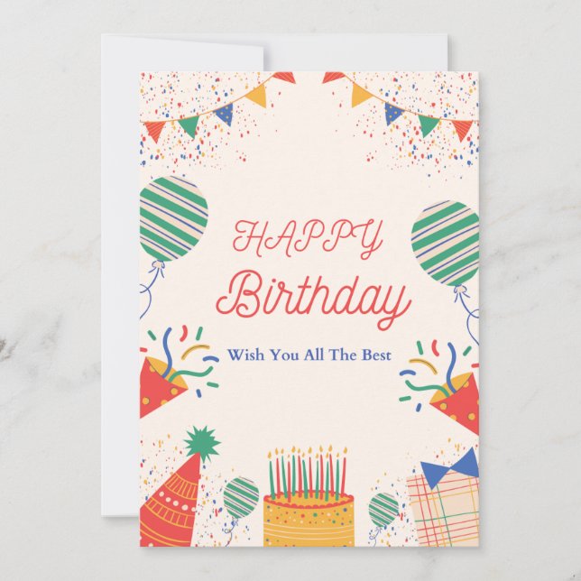 Farbenfrohe Geburtstagskarte Einladung (Vorderseite)