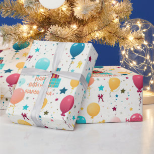 Farbenfrohe Geburtstagsmuster Geschenkpapier